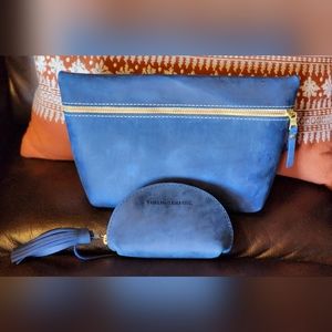 Portland leather goods Xlarge Makeup Bag & Taco in Deep Water in ECU!